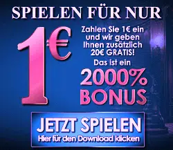 1€ einzahlen mit 20€ spielen im Zodiac Casino