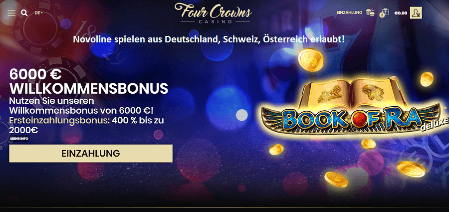Four Crown Casino 400% Bonus für Deutschland