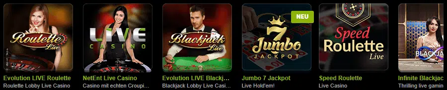 Comeon Slots - Live Casino Evolution Gaming und NetEnt
