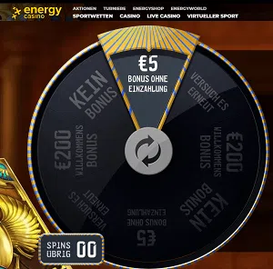 5 Euro gratis Glückrad Energy Casino
