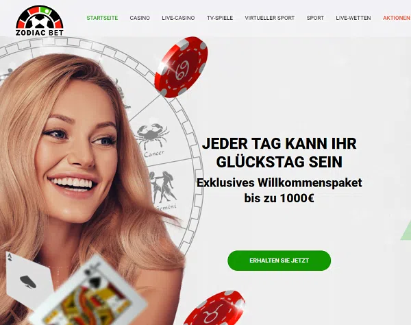 ZodiacBet Casino 1000 Euro Bonus