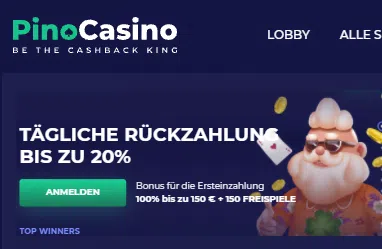 Pino Casino 20 Prozenz Cashback immer